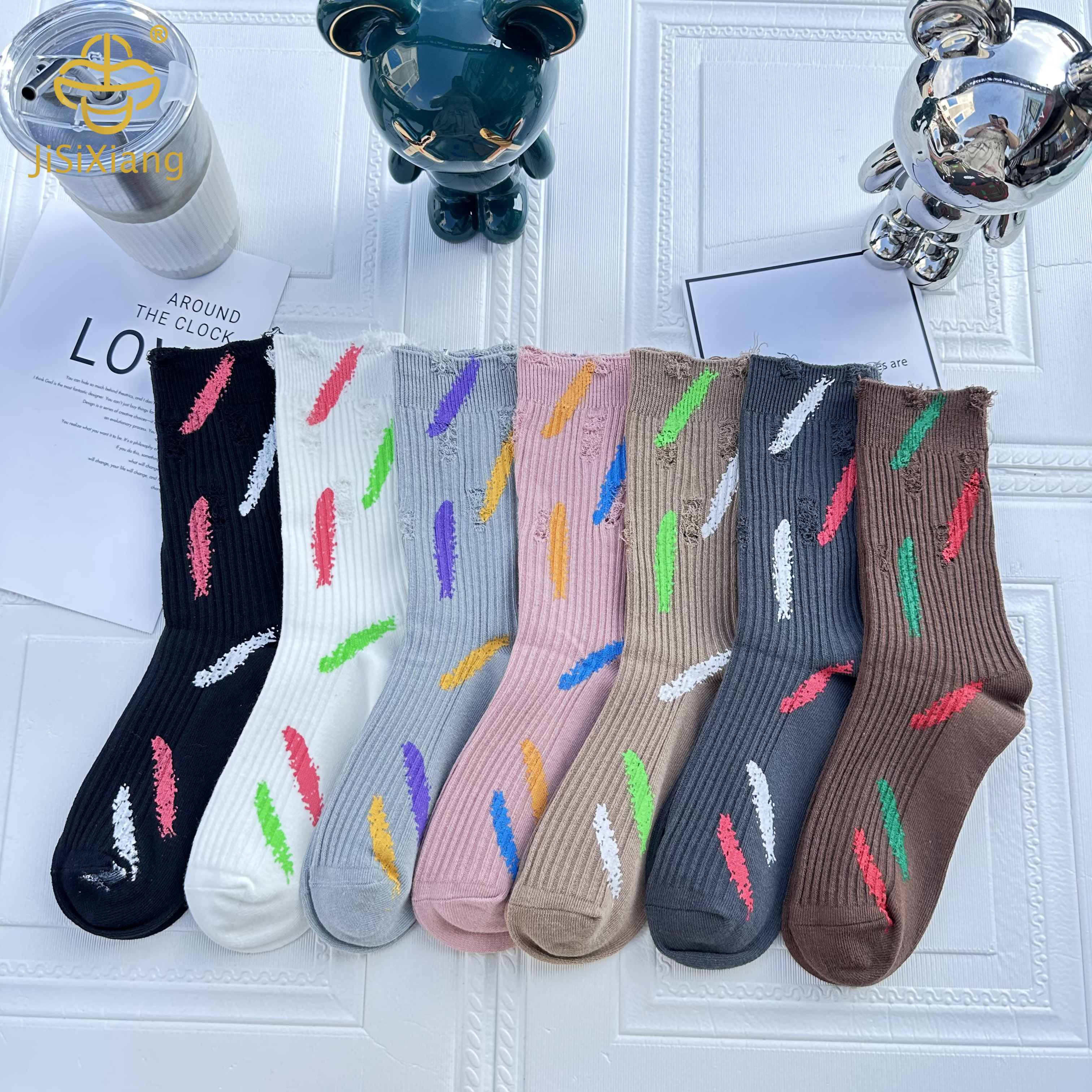 European and American ink-splashing tube socks European and American ink-splashing tube socks