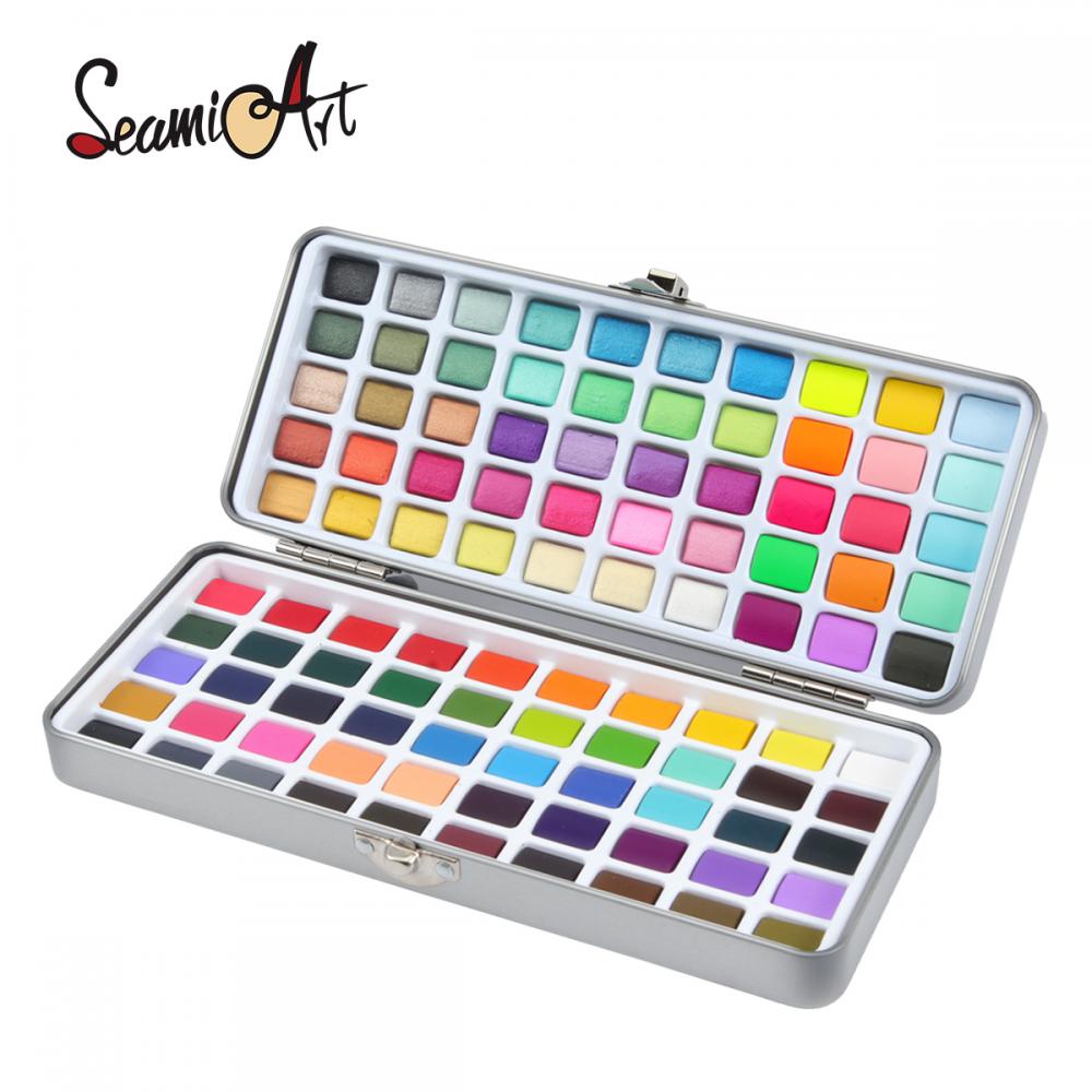 100 solid watercolor paint set, metallic & fluorescent color, comprehensive watercolor collection 100 solid watercolor paint set, metallic & fluorescent color, comprehensive watercolor collection