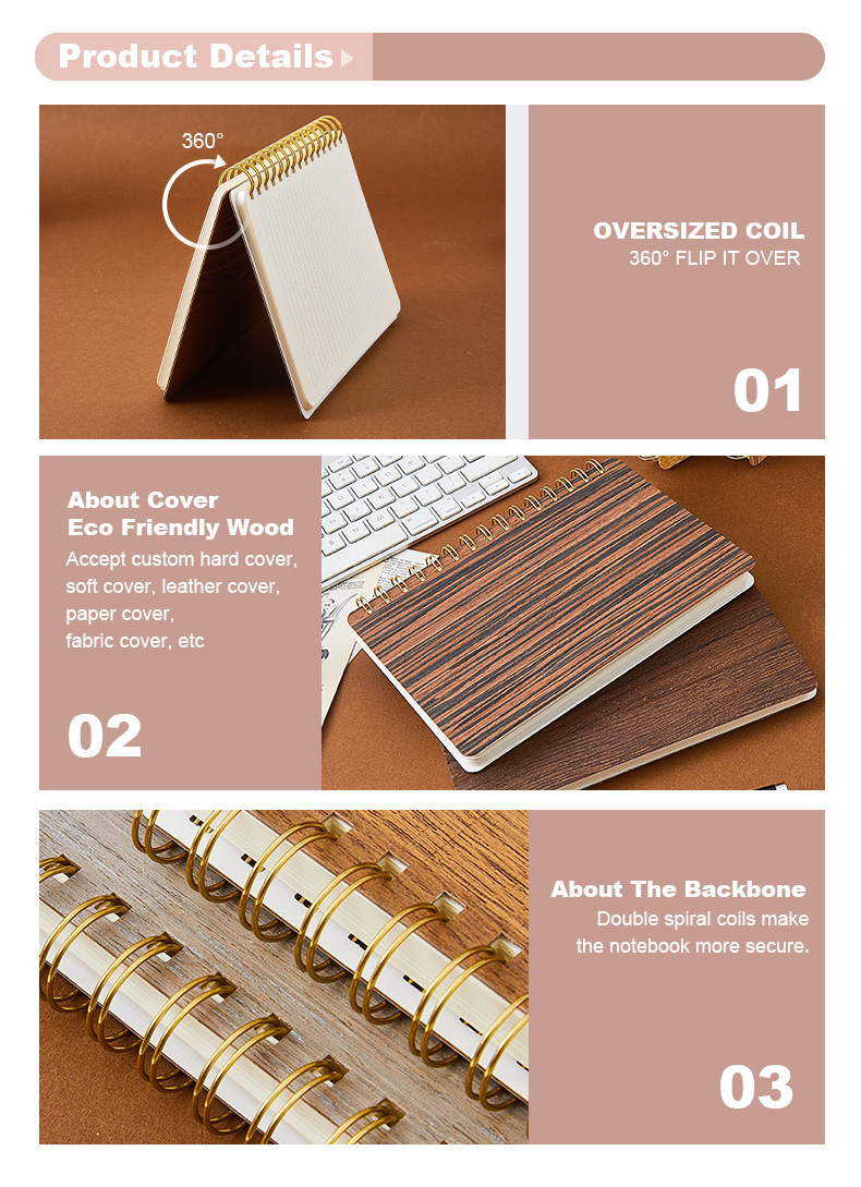 Wood material cover spiral notebook10 Wood material cover spiral notebook10