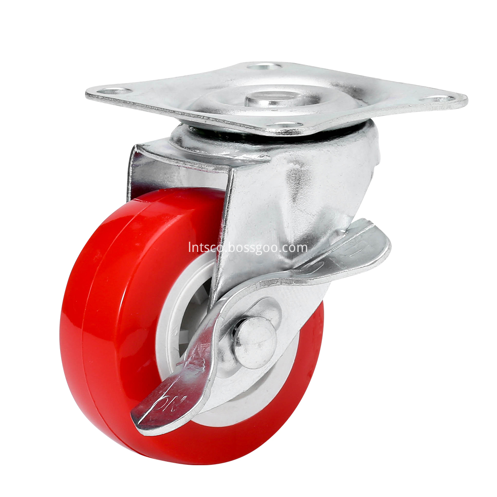 Light Duty Red PVC Side Brake Casters Light Duty Red PVC Side Brake Casters
