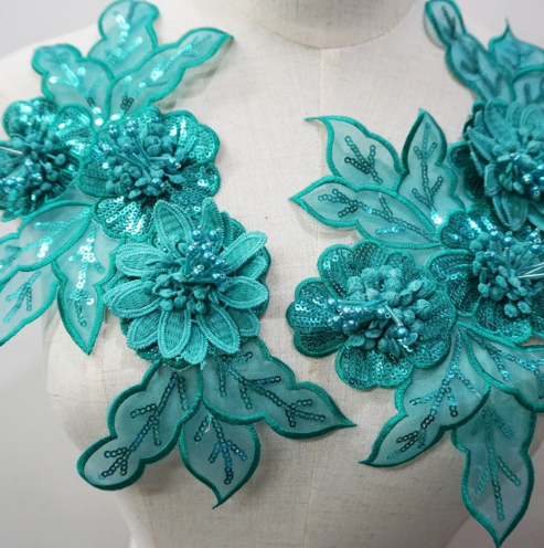 green embroidery flower