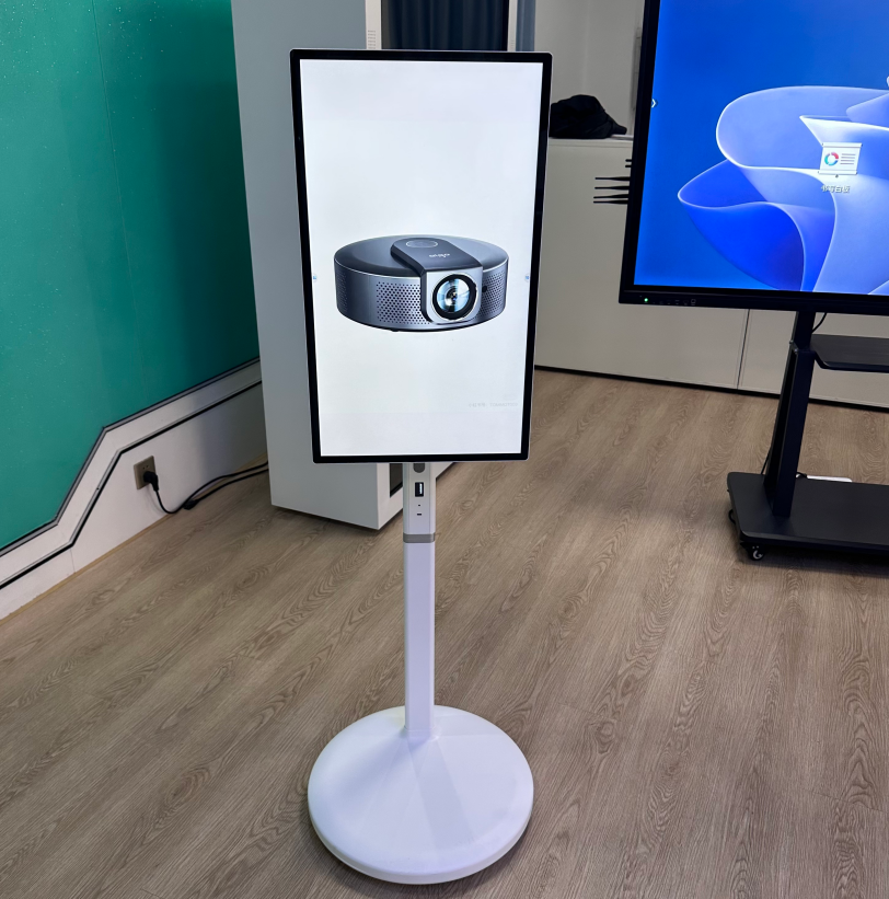 Mobile LCD TV with built-in battery and silent wheels for easy home movement