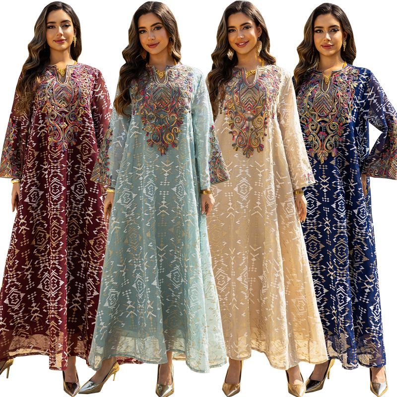 Embroidered Mesh Modest Maxi Dress (3) Modest Embroidery Mesh Long Evening Maxi Dress