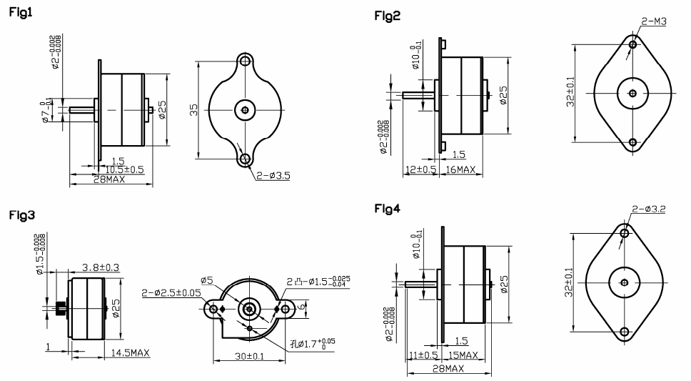 High precision punched housing PM stepping motor 25mm , 4 phase stepper motor