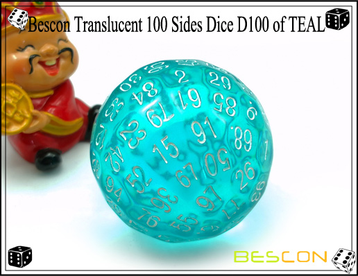 Bescon Translucent 100 Sides Dice D100 of TEAL-2 Bescon Translucent 100 Sides Dice D100 of TEAL-2