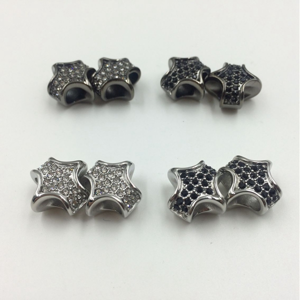 ハイグレードCZストーンレザーブレスレット四角いチャーム High Grade CZ Stone Leather Bracelet Quadrangular Charms