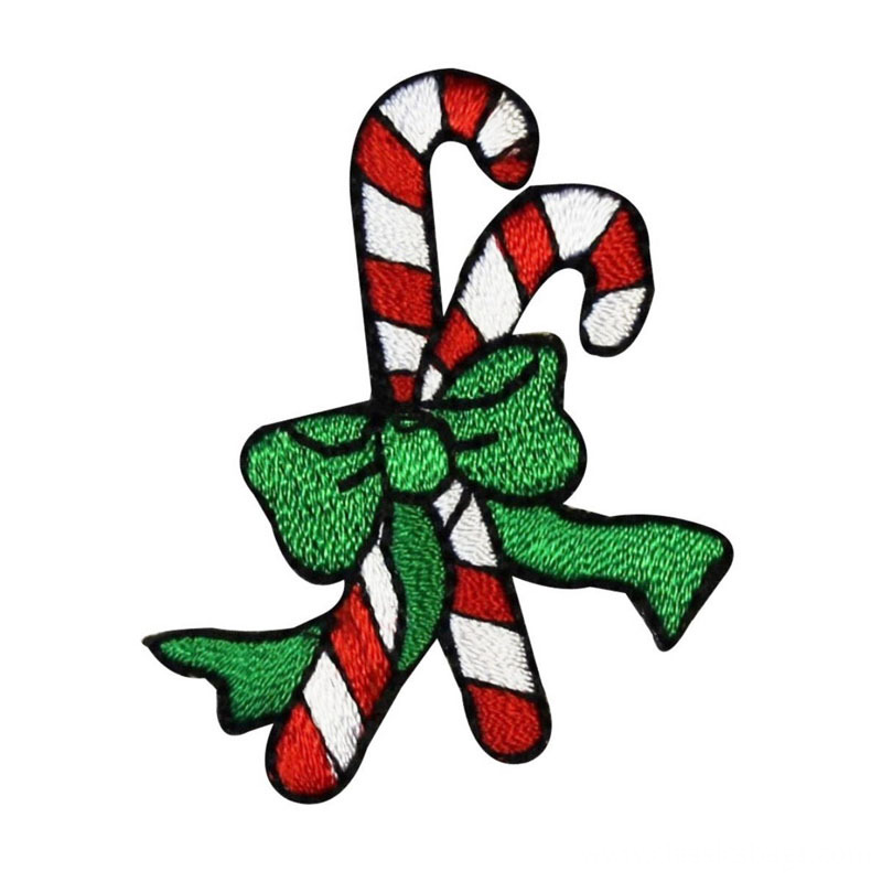 Candy Cane Pair Christmas Decoration Embroidered Patch Candy Cane Pair Christmas Decoration Embroidered Patch