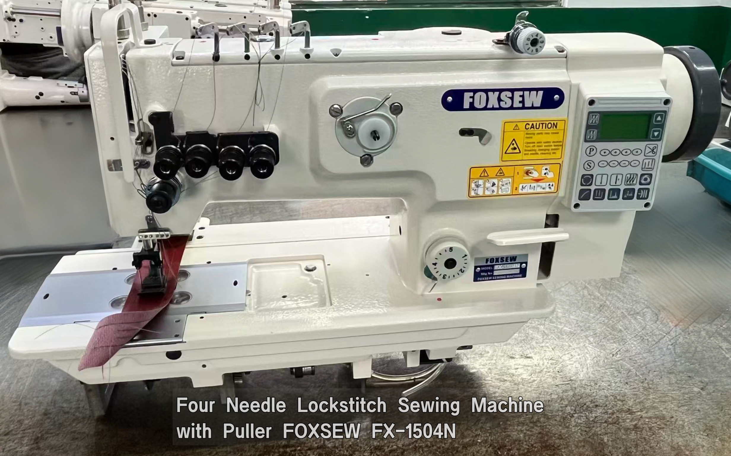 Heavy Duty 4-Needle Lockstitch Sewing Machine with Puller FOXSEW FX-1504N -6 Heavy Duty 4-Needle Lockstitch Sewing Machine with Puller FOXSEW FX-1504N -6