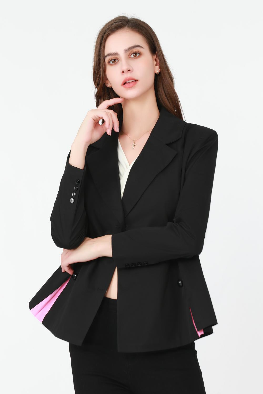 Double Breasted Pink Split Suit Jacket Hyh0032 E