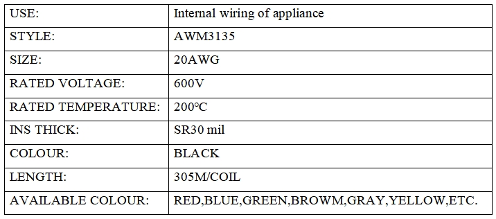 Silicone electrical wire UL3135 20#BLACK Silicone electrical wire UL3135 20#BLACK