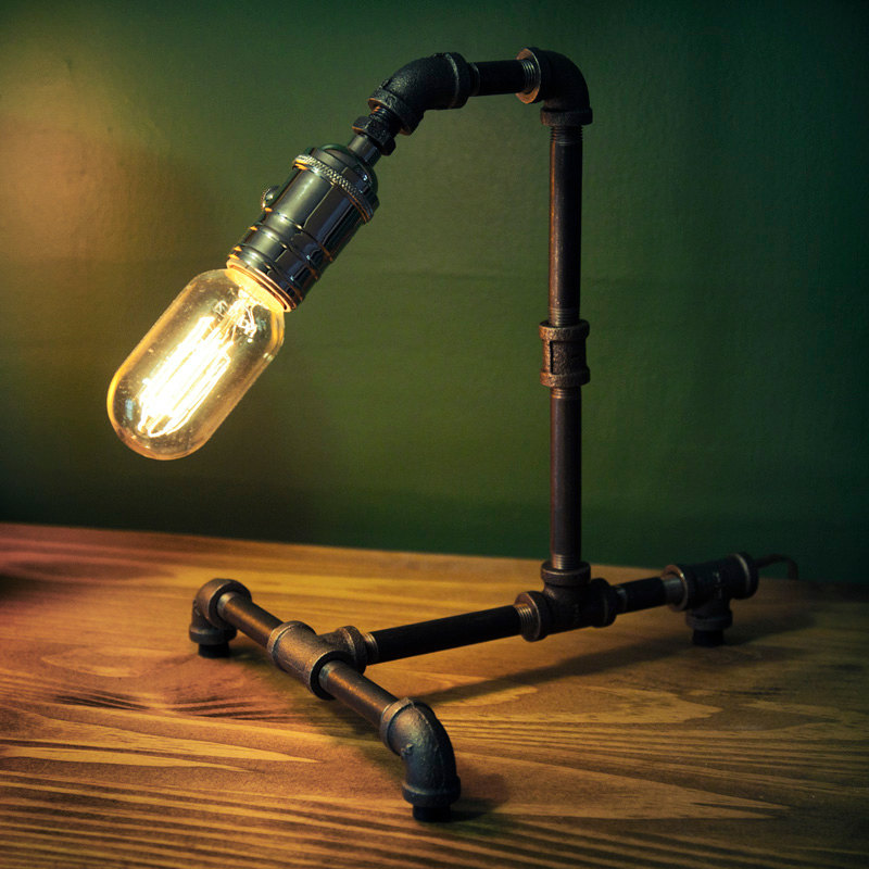China 1 2 3 4 Inch Metal Pipe Furniture Black Iron Steampunk Black Iron Pipe Steampunk Desk Lamp