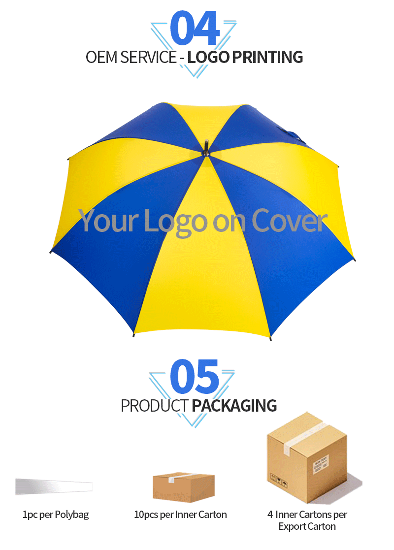 ブルーホワイトマニュアルオープンストレート傘 Blue White Manual Open Straight Umbrella