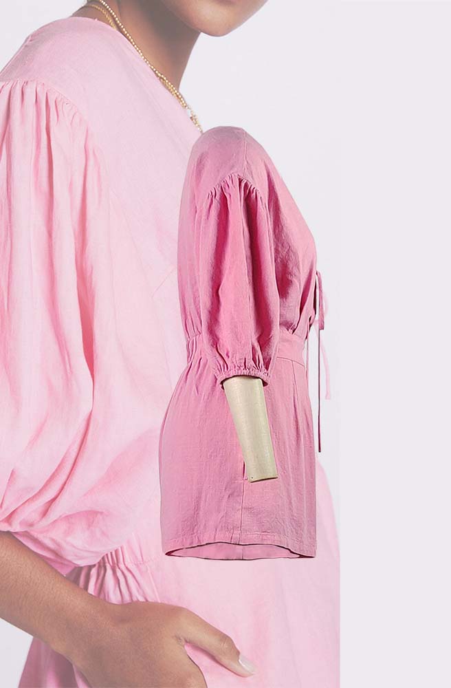 Puff Sleeved Cotton And Linen Romper Puff Sleeved Cotton And Linen Romper