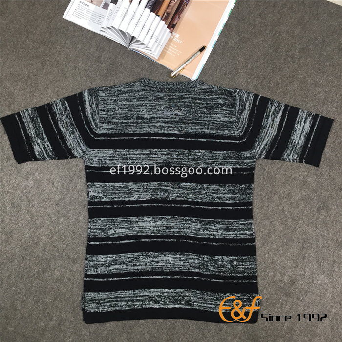 Short Sleeves Crew Collar Stripe Slit Sweater for Men Short Sleeves Crew Collar Stripe Slit Sweater for Men