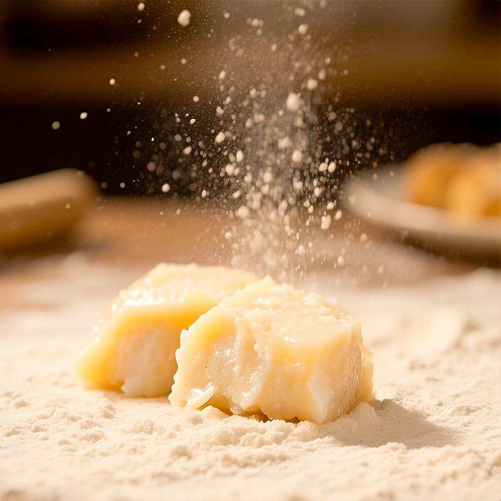 Raw Original flavor chicken Nuggets wrapped in powder Raw Original flavor chicken Nuggets wrapped in powder