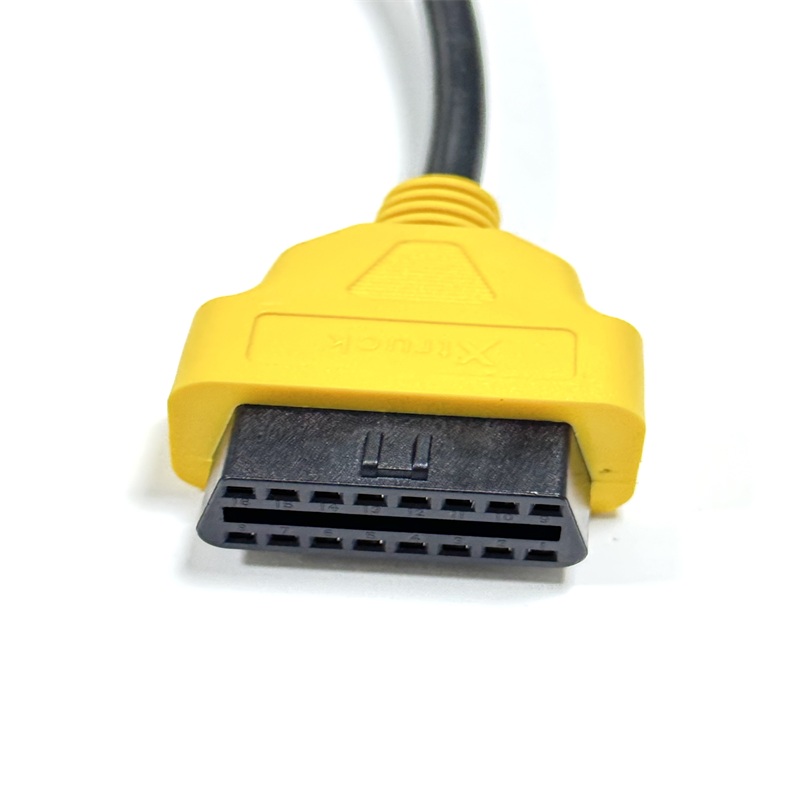 OBDII 16Pin Female to Cummins 9Pin Male Diagnostic Cable, Yellow-Green Overmold OBDII 16Pin Female to Cummins 9Pin Male Diagnostic Cable, Yellow-Green Overmold