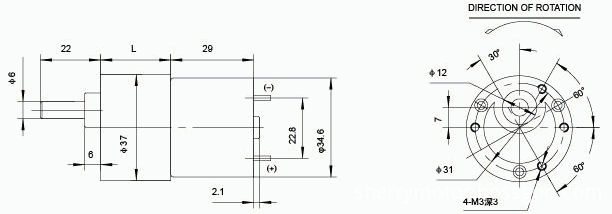 RK-520CH brushed dc gear motor/ high precision punched housing 12v worm gear motor 37mm copper windings