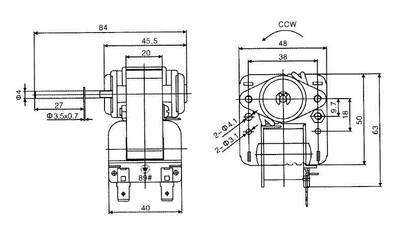 C-frame shaded pole motors side length 48mm hi-precision punched stator  / dimension