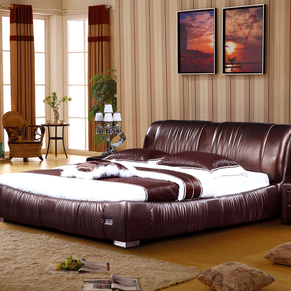 Genuine leather soft bed