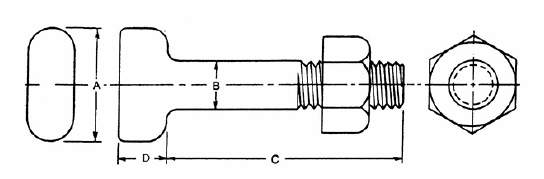 MJ T head Bolt and nut drawing MJ T head Bolt and nut drawing