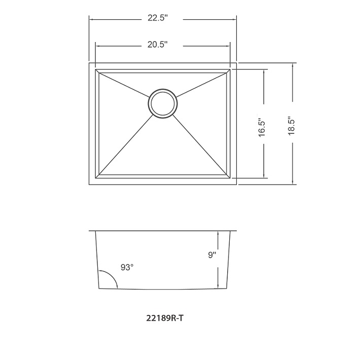 22189r T Maßzeichnung 22189r T Dimension Drawing