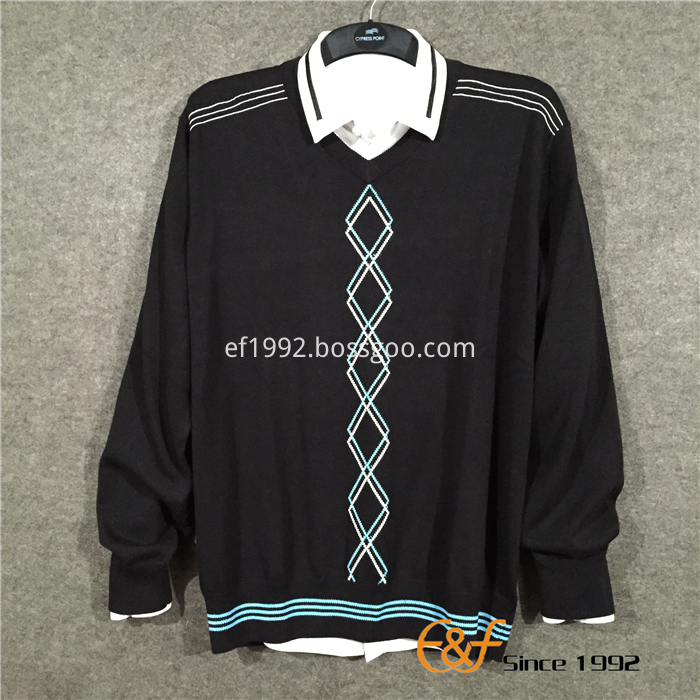 Cotton Intarsia Computer Knit Men Sweater Cotton Intarsia Computer Knit Men Sweater