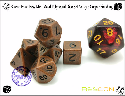 Bescon Fresh New Mini Metal Polyhedral Dice Set Antique Copper Finishing-6 Bescon Fresh New Mini Metal Polyhedral Dice Set Antique Copper Finishing-6