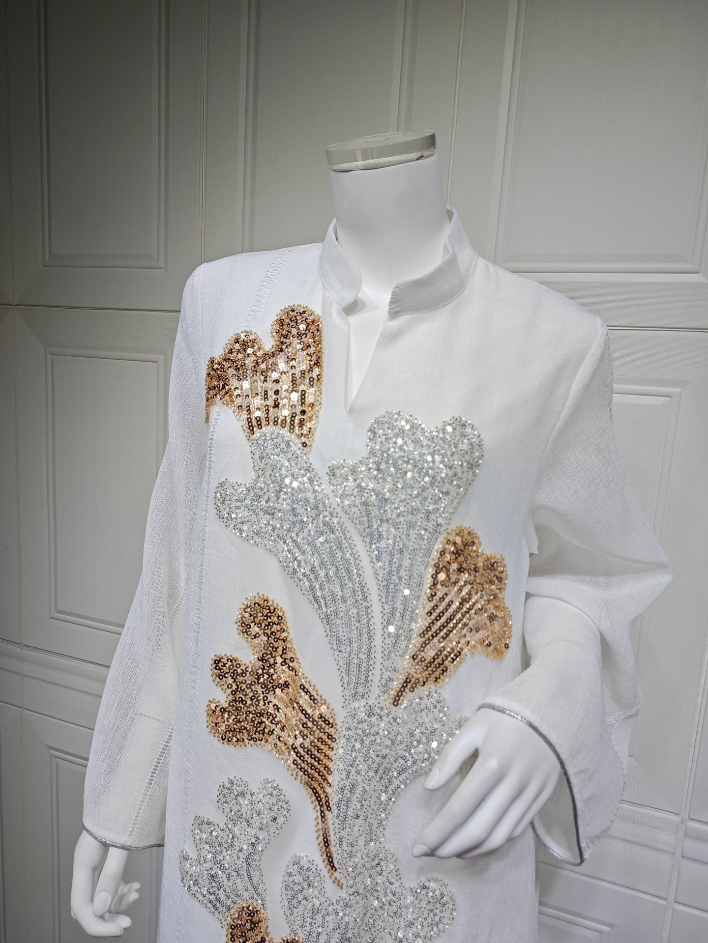 Floral Sequined Jalabiya Abaya Dress Ramadan AB567 (4) Floral Sequined Jalabiya Abaya Dress Ramadan AB567 (4)