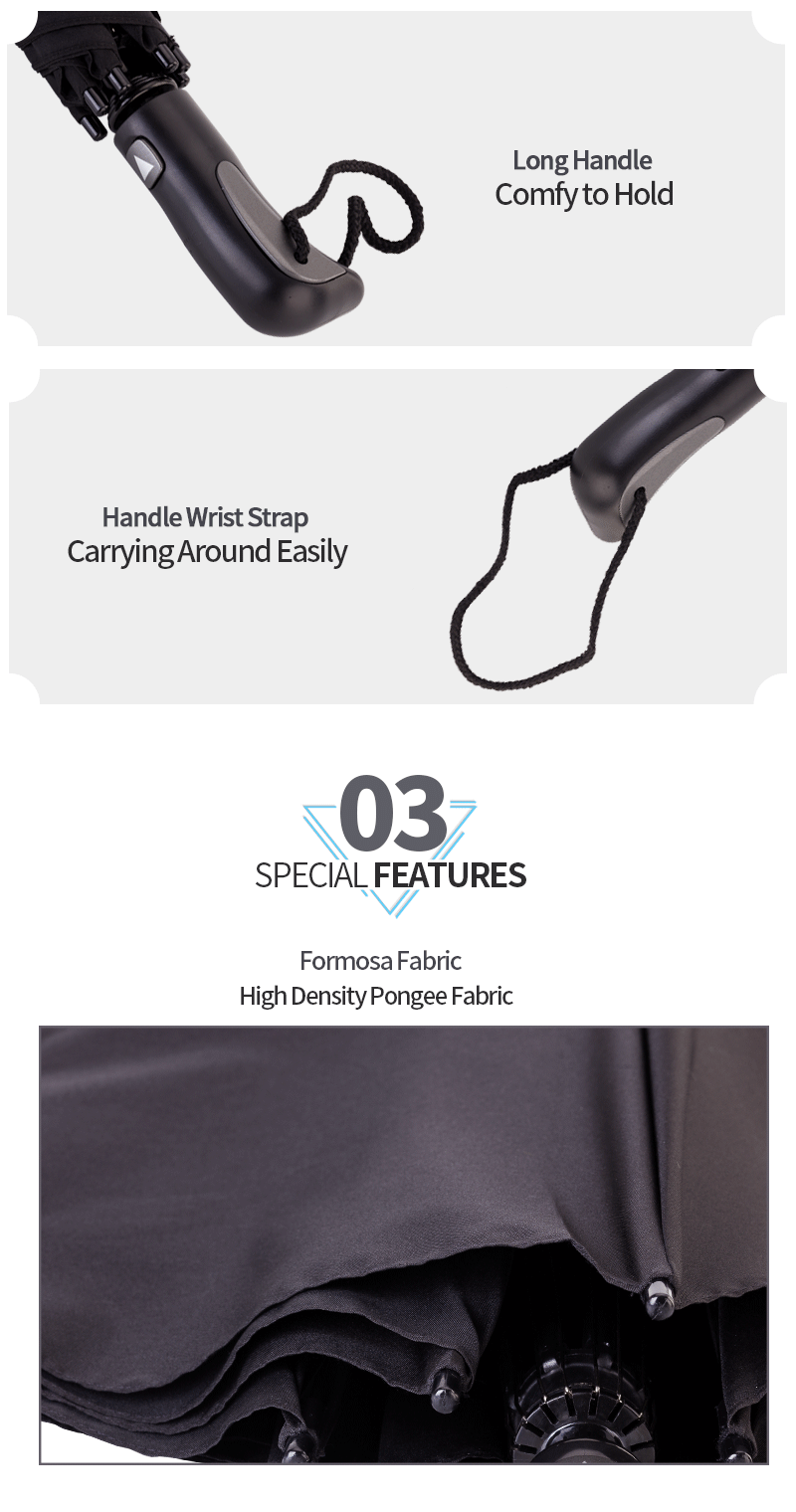 Heren 2 opvouwbare paraplu lang handvat om te grijpen Mens 2 Folding Umbrella Long Handle To Grip