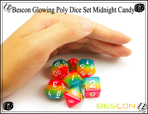 Bescon Glühende Poly Würfel Set Midnight Candy-7 Bescon Glowing Poly Dice Set Midnight Candy-7