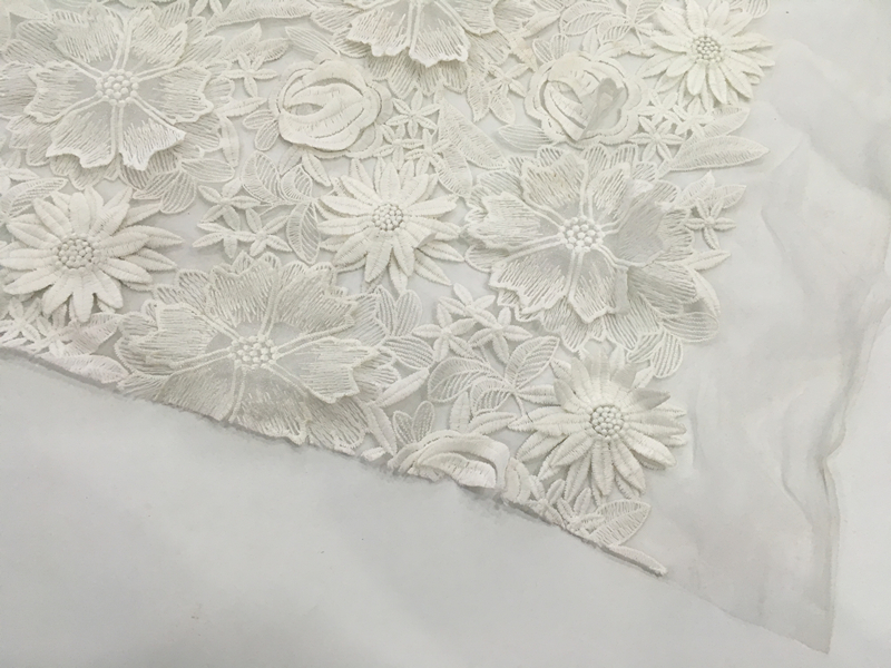 3D Ткань ручной вышивки цветов 3D Handmade Flower Embroidery Fabric