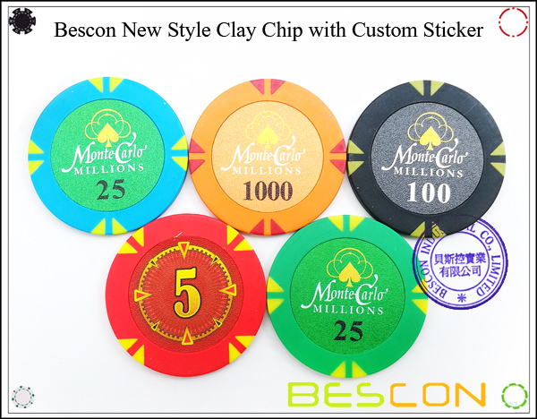 Bescon New Style Clay Chip with Custom Sticker Bescon New Style Clay Chip with Custom Sticker