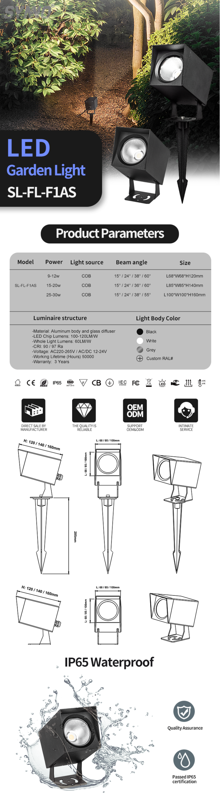 Garden Landscape Square Spike Light Garden Landscape Square Spike Light