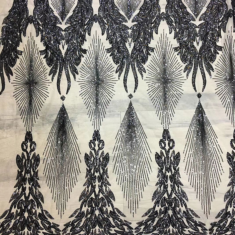ткань полиэстер вуаль пайетки черные black sequins Voile Polyester Fabric