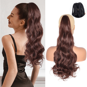 Alileader Wholesale 150g High Temperature Fiber 22inch Kinky Curly Drawstring Ponytail Synthetic Extension With Claw Clip