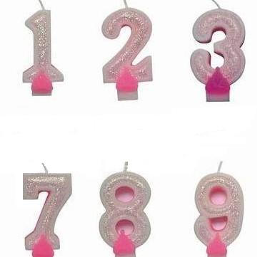 pink sparkling number candle