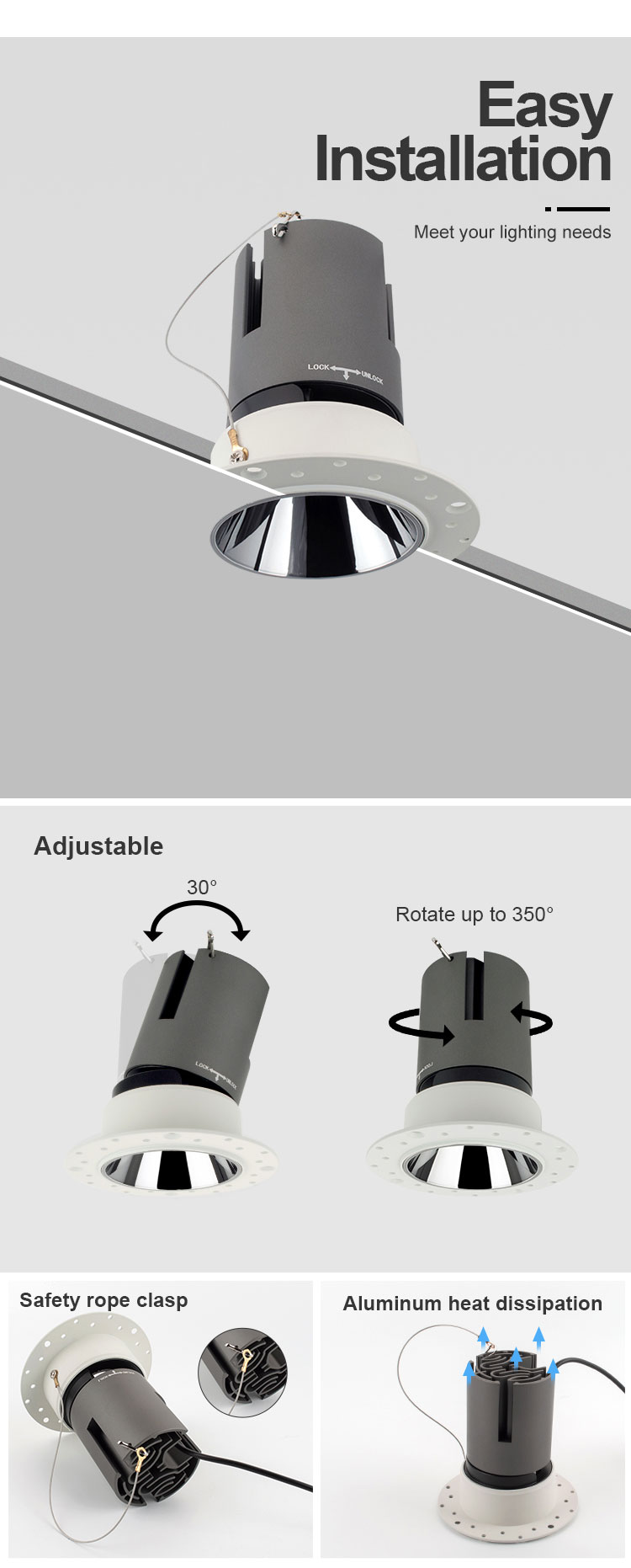 Trimless Adjustable Recessed LED Downlight Trimless Adjustable Recessed LED Downlight