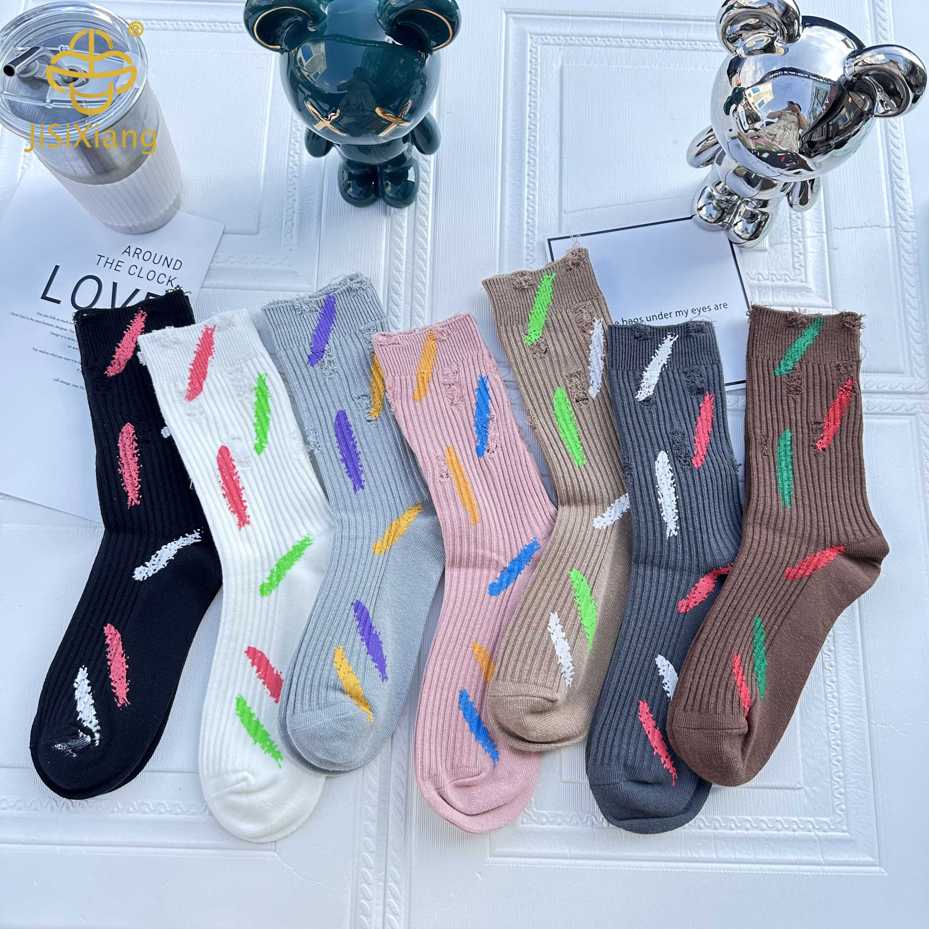 European and American ink-splashing graffiti tube socks European and American ink-splashing graffiti tube socks