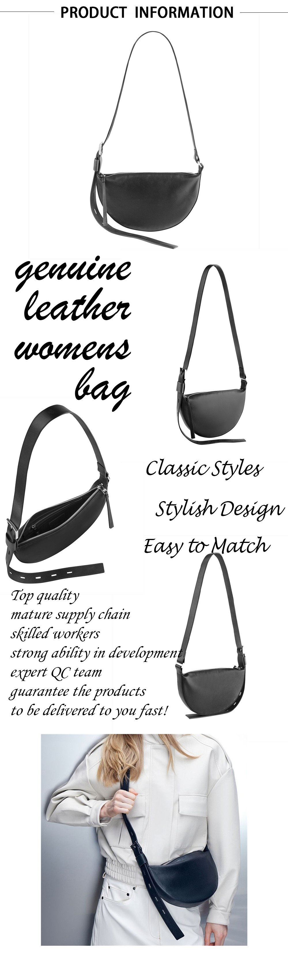 Genuine Leather Half-Moon Crossbody Bag Genuine Leather Half-Moon Crossbody Bag