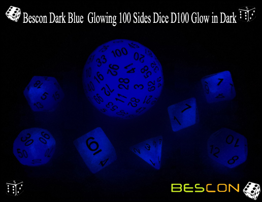 Bescon Dark Blue Glowing 100 lados Dice D100 Glow in Dark-4 Bescon Dark Blue Glowing 100 Sides Dice D100 Glow in Dark-4