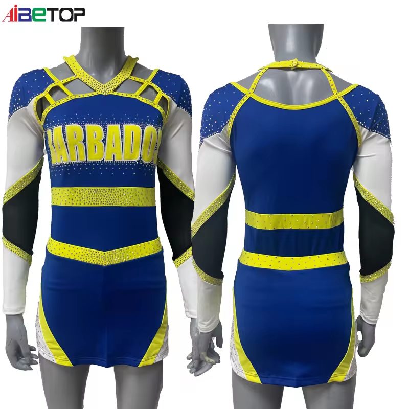 Custom All Star Cheerleading Uniforms Blue White Long Sleeve Cheerleading Uniforms2 Custom All Star Cheerleading Uniforms Blue White Long Sleeve Cheerleading Uniforms2