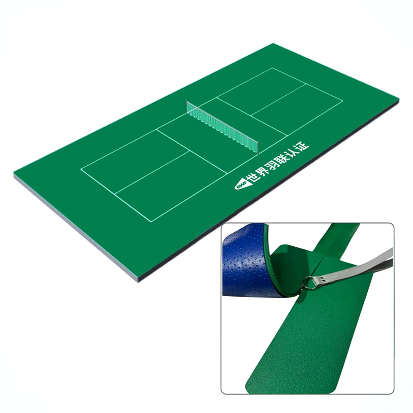 Zipper-style link badminton flooring. Zipper-style link badminton flooring.