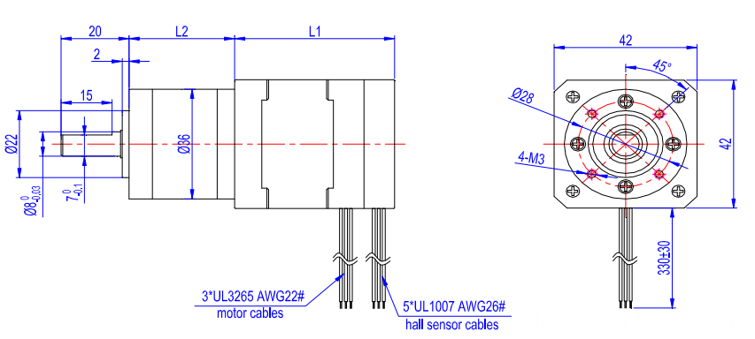 42BLF-P brushless dc geared motor/ 3 phase magnets NEMA 17 with planetary gear head