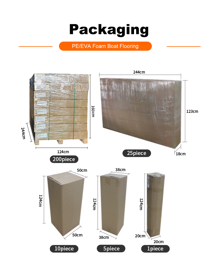 Secure and fully wrapped EVA boat flooring sheets for safe transport Secure and fully wrapped EVA boat flooring sheets for safe transport