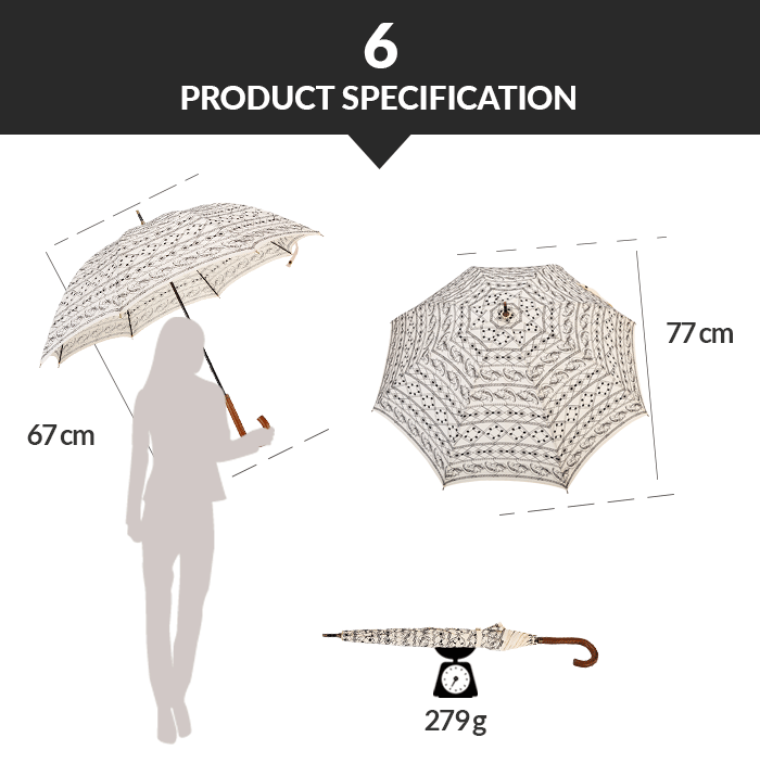 ร่มปักผู้หญิงตรง Embroidery Ladies Straight Umbrella