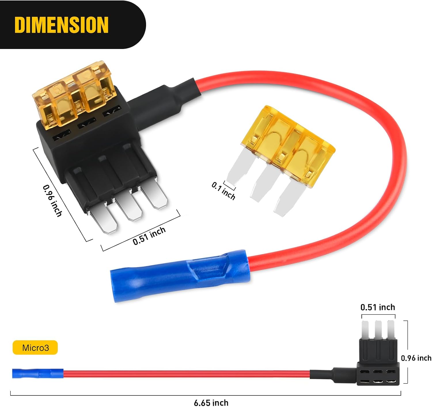 MICRO3 automotive fuse tap front view MICRO3 automotive fuse tap front view