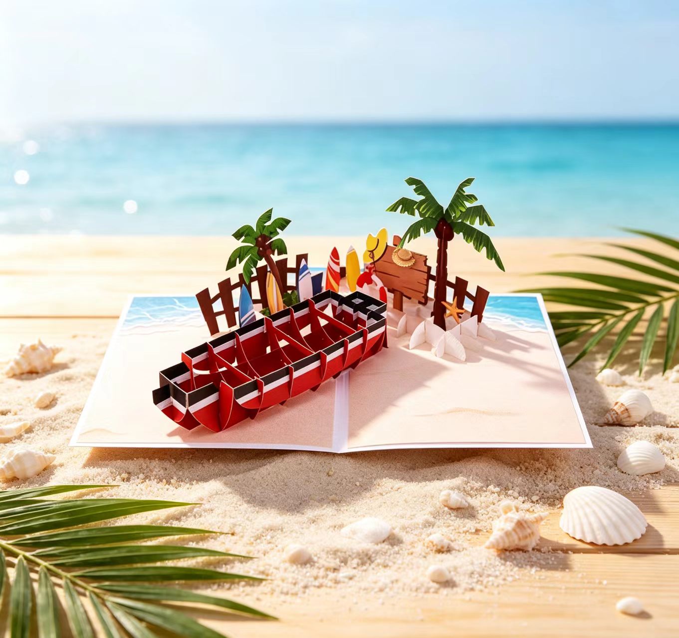 Birthday beach boat 3d card Birthday beach boat 3d card