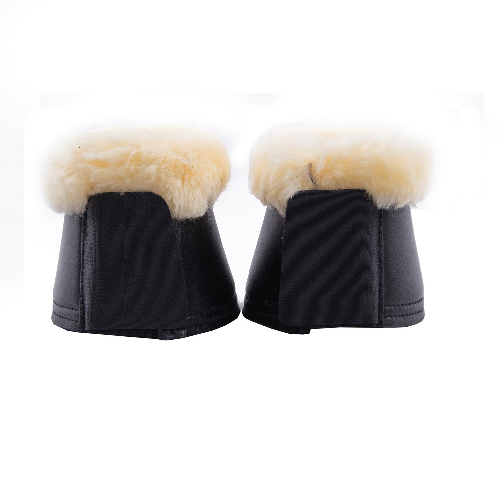 Sheepskin Horse Bell Boots Natural Black Sheepskin Horse Bell Boots Natural Black
