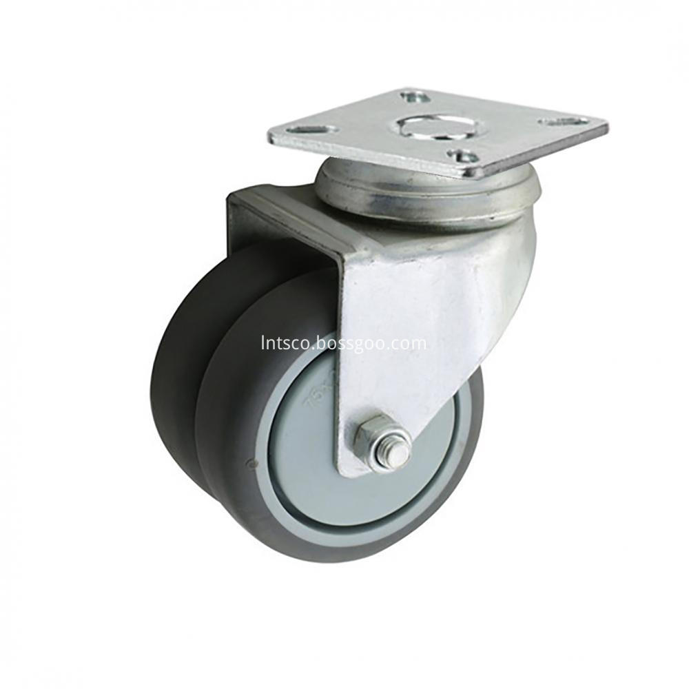 Flat Plate Dual-wheel Swivel Casters with TPR Wheels Flat Plate Dual-wheel Swivel Casters with TPR Wheels