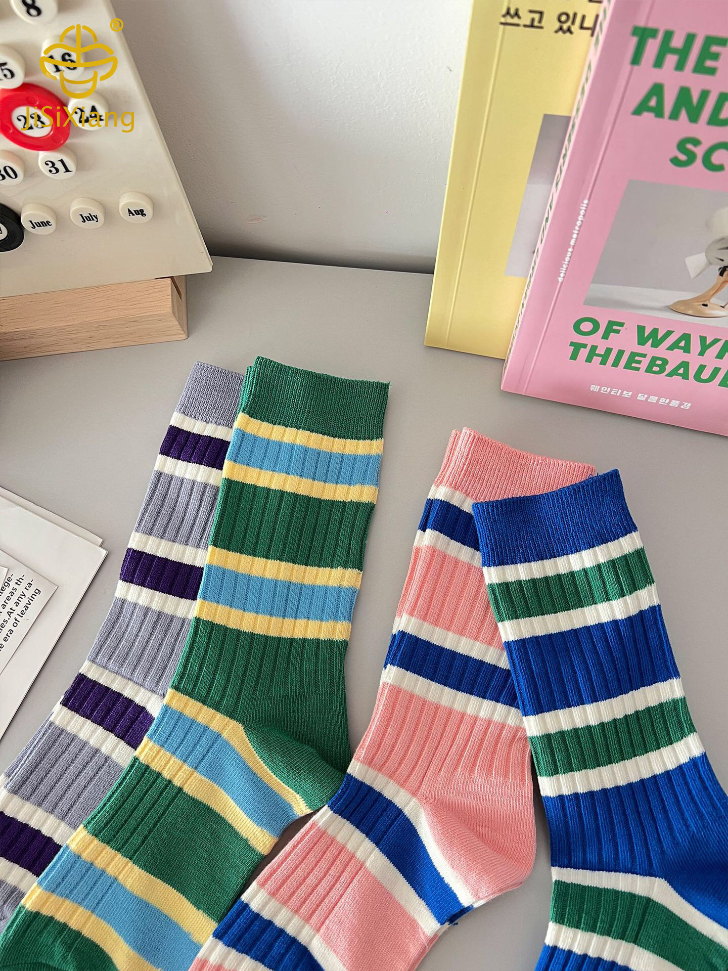 striped mid tube socks with colored cotton sock striped mid tube socks with colored cotton sock